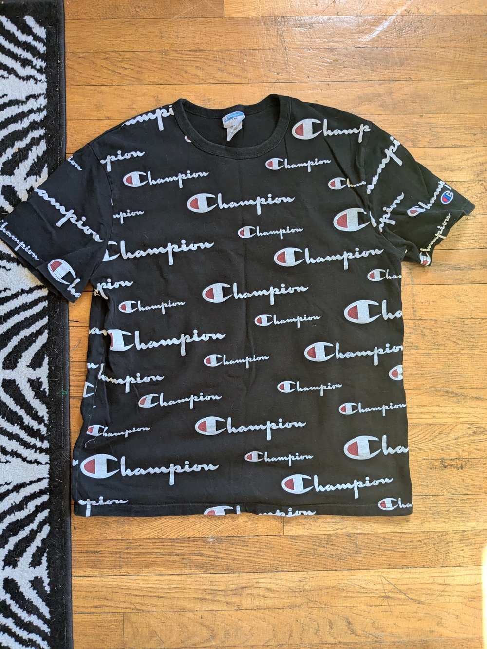 90s Black Champion Printed T-Shirt - Picture 4 of 5